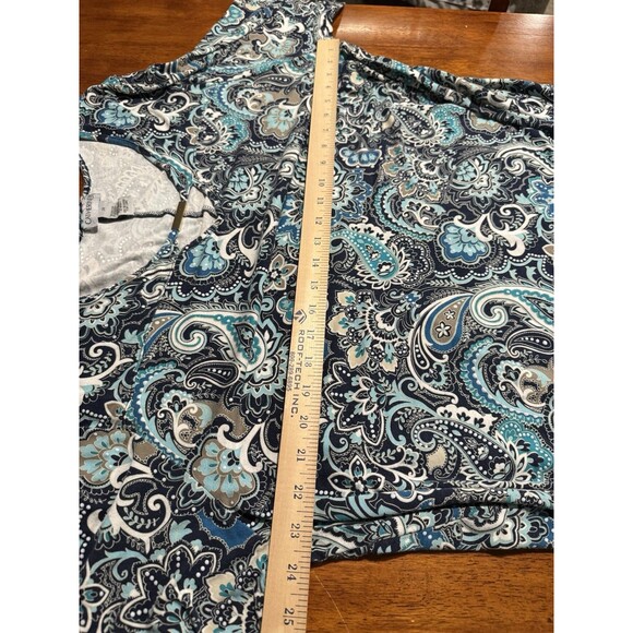 Catherine’s Blue Paisley 2X Dress Long Sleeve Women’s Plus White Teal - Picture 7 of 11